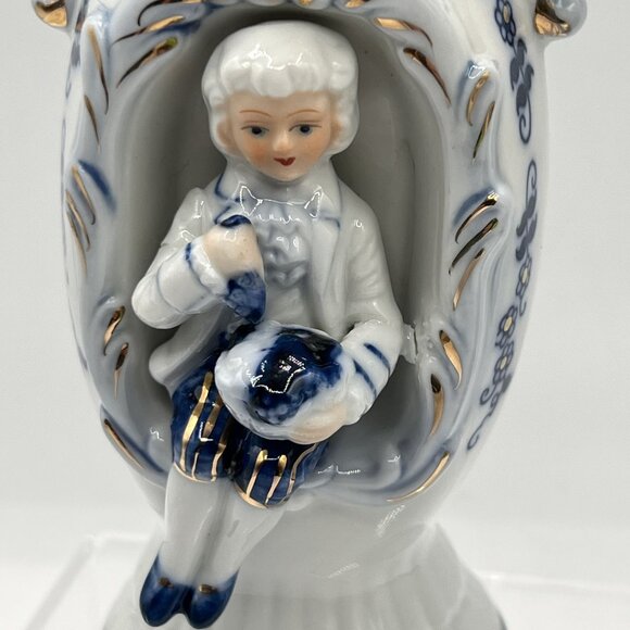 Vintage 1960s Norleans 2 Victorian Style Porcelain Figurine Vases Made In Japan - Picture 4 of 15